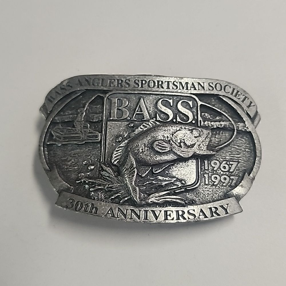 1997 BASS Bass Anglers Sportsman Society Fishing 30th anniversary belt buckle